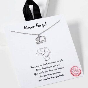 18K Gold Dipped Elephant Pendant Necklace - Rhodium